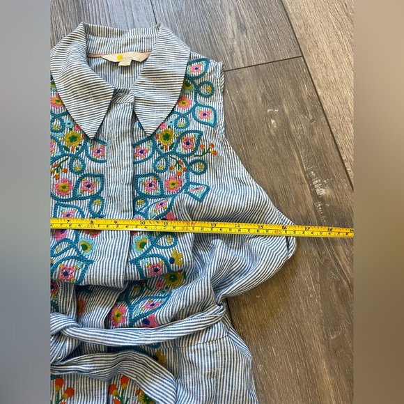 Boden Kate Linen Embroidered Midi Shirt Dress Size 8 - Picture 9 of 11